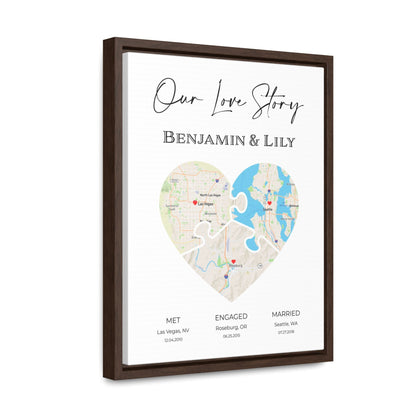 Puzzle Piece Heart Map Art | Personalized Couple Gift | Option 5