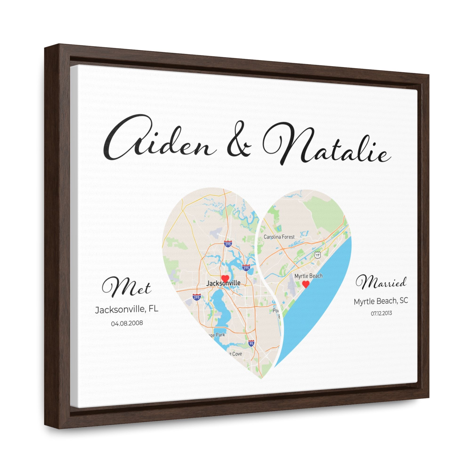 Custom Yin Yang Heart Map | Long Distance Relationship Gift | Option 4