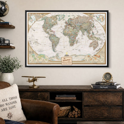 Canvas - Executive World Travel Map with Pins