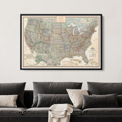 Canvas - Executive USA Travel Pin Map