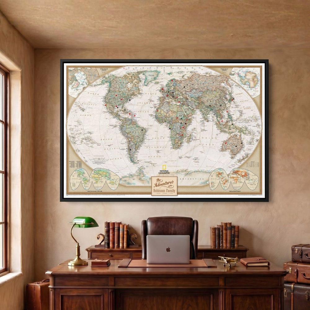 Canvas National Geographic Executive World Map – Push Pin Travel Maps