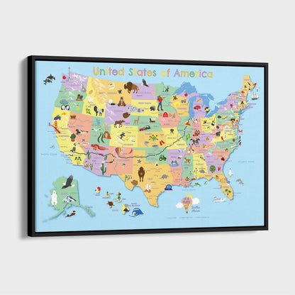 Canvas - Kids USA Travel Map with pins