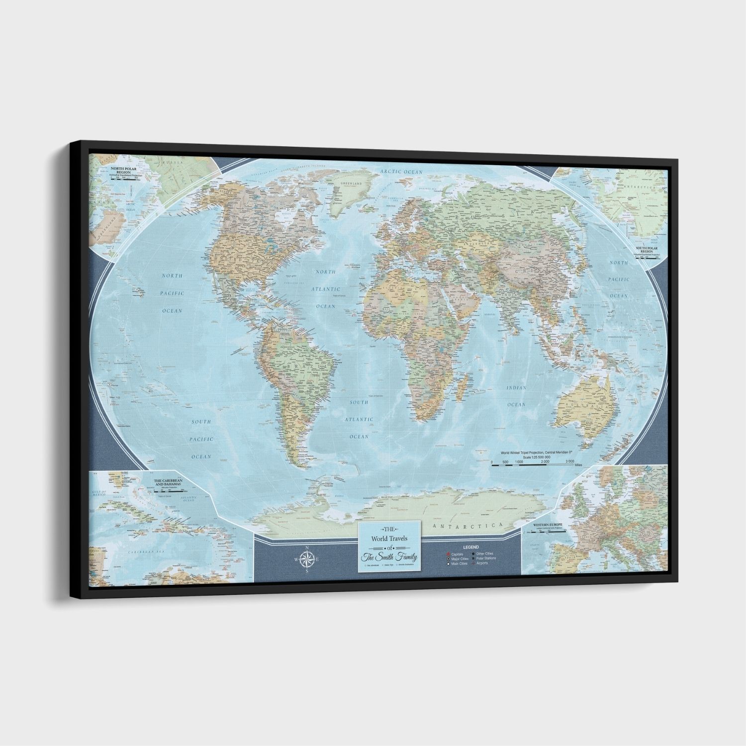 Canvas - Signature World Travel Map with pins