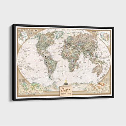 Canvas - Executive World Travel Map with Pins