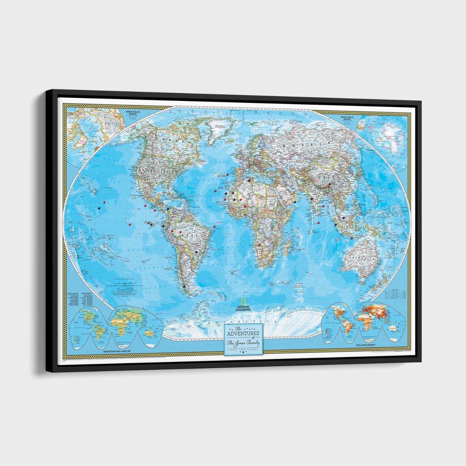 Canvas Classic World Map | Canvas Travel Map | Push Pin Travel Maps