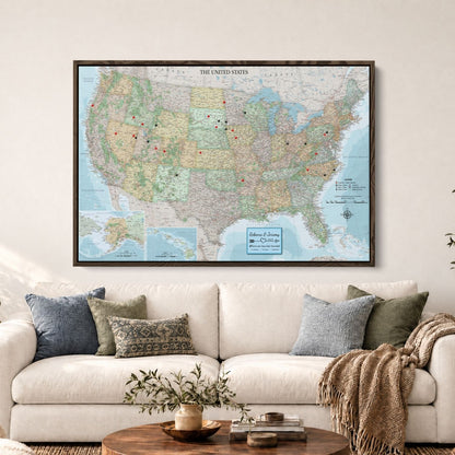 Canvas - Signature USA Travel Map with pins