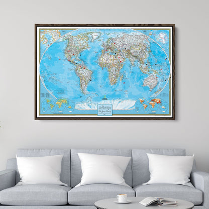 Canvas - Classic World Travel Map with Pins