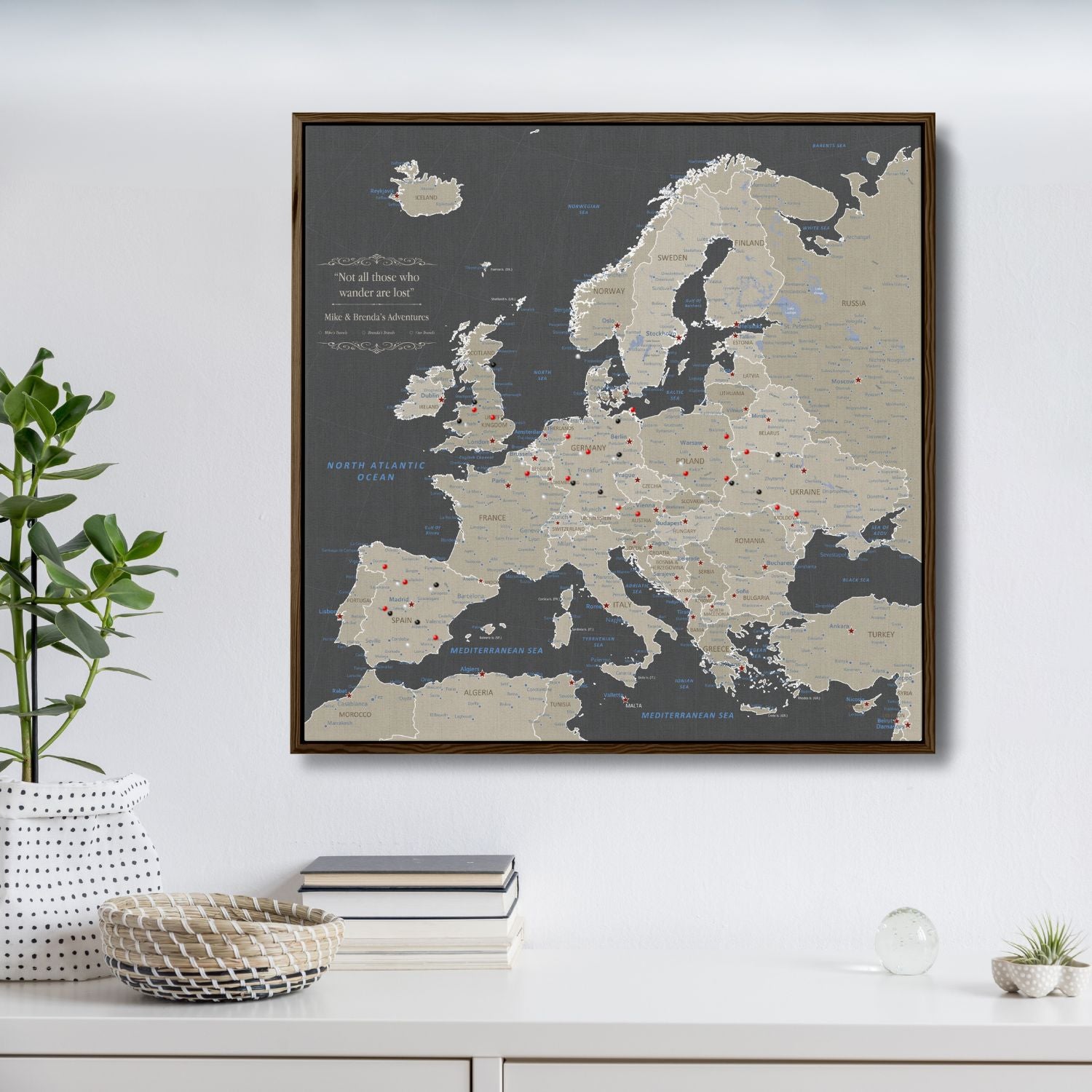 Earth Toned Europe Map | Square Wall Map of Europe | Canvas Maps – Push ...