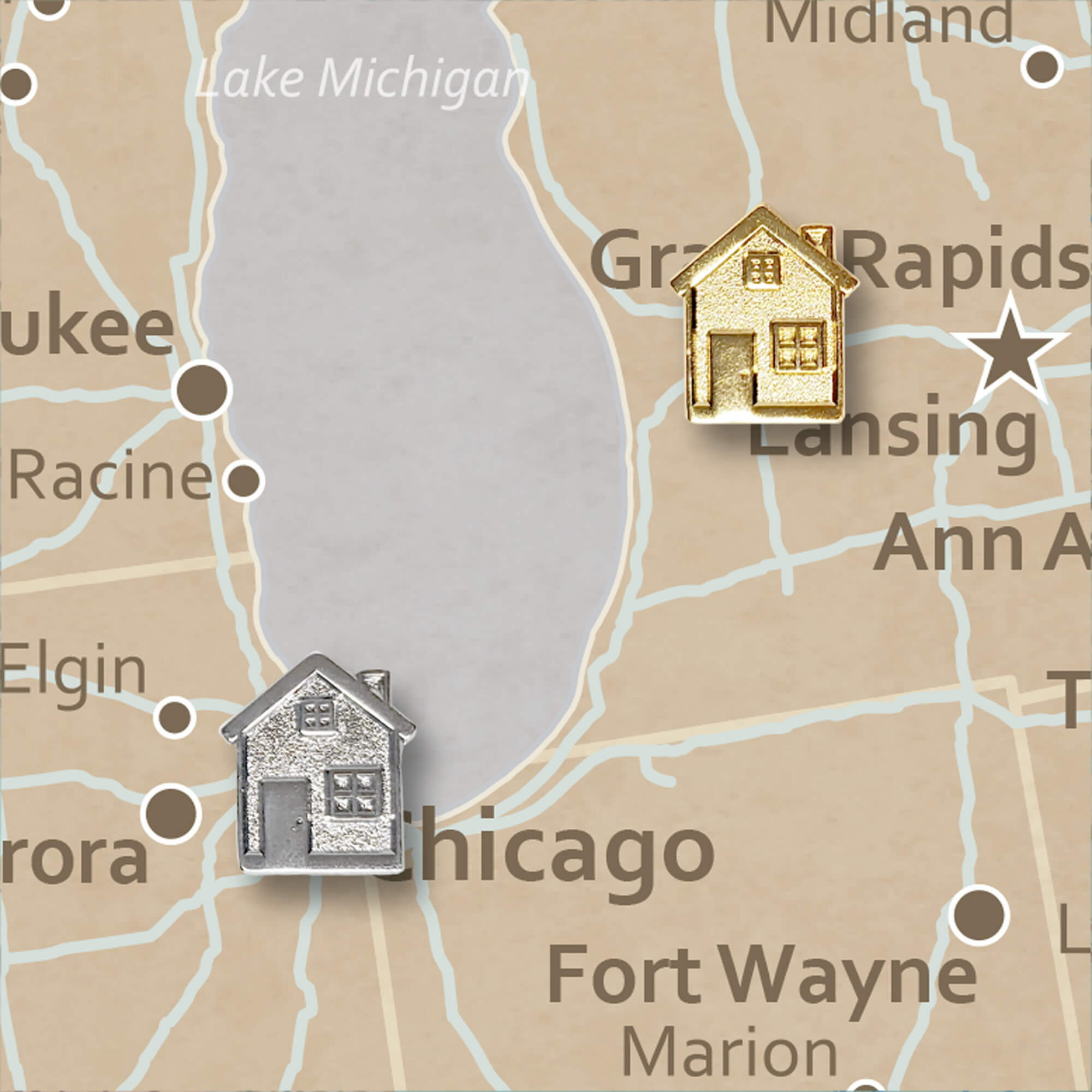 House Pin Map House Push Pins - House Shaped Map Pins – Push Pin Travel Maps