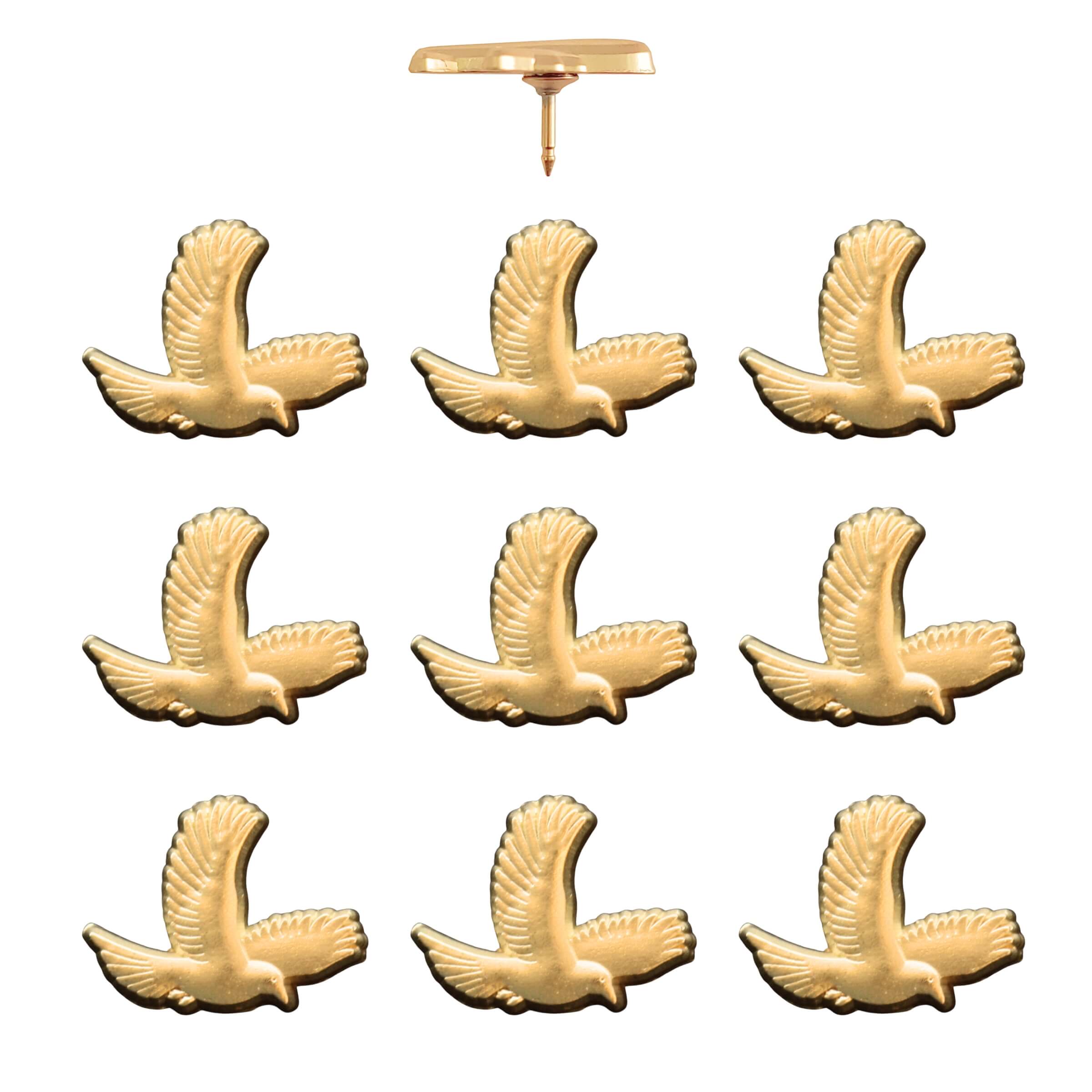Bird Push Pins - Gold Pack of 10