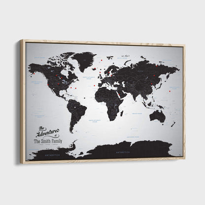 Canvas - Black Ice World Travel Map with pins