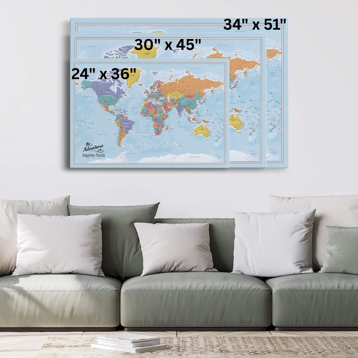 World Push Pin Map | Gallery Wrapped Large Canvas World Map – Push Pin ...