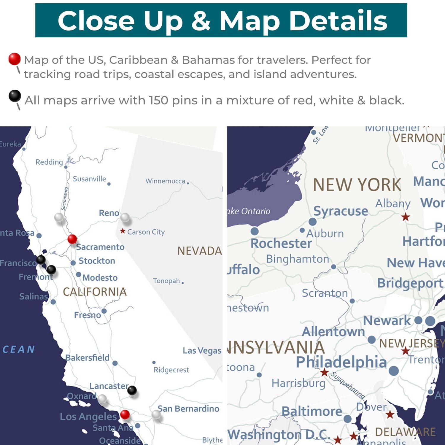 Canvas - Navy Explorers USA and Caribbean Travel Map