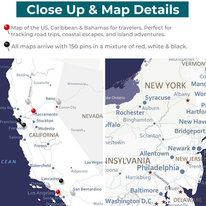 Canvas - Navy Explorers USA and Caribbean Travel Map