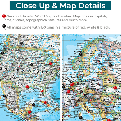 close up and map details