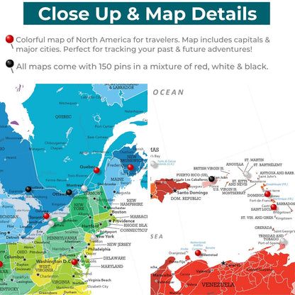 Canvas - Colorful North America Travel Map with Pins