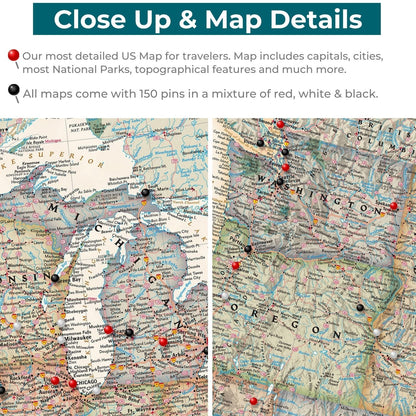 Canvas - Executive USA Travel Pin Map