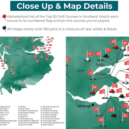 Gallery Wrapped - Scotland Golf Courses Travel Map with Pins