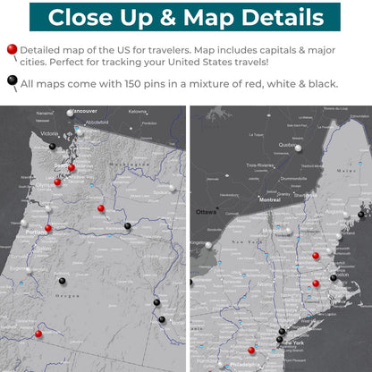 Canvas - Stormy Dreams USA Travel Map with pins