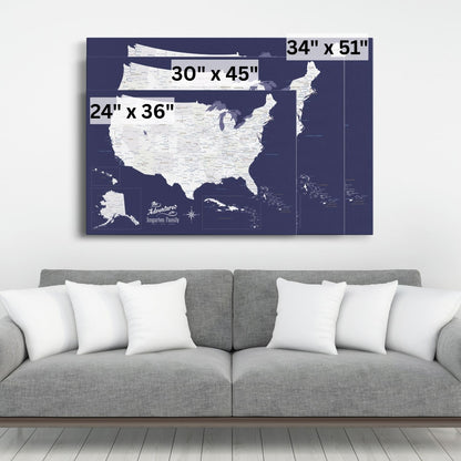Gallery Wrapped - Navy Explorers USA and Caribbean Travel Map