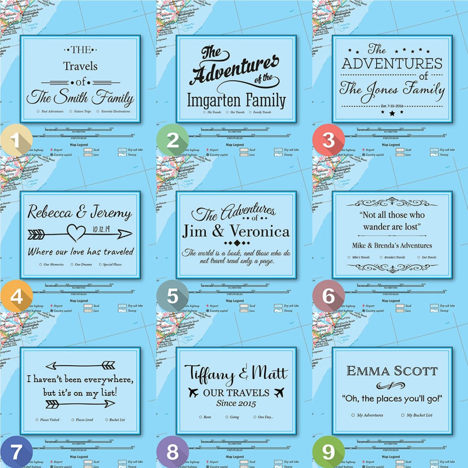 Gallery Wrapped - Classic USA Travel Map with pins