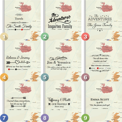 Gallery Wrapped - Tan Oceans Europe Travel Map with Pins - Square Style