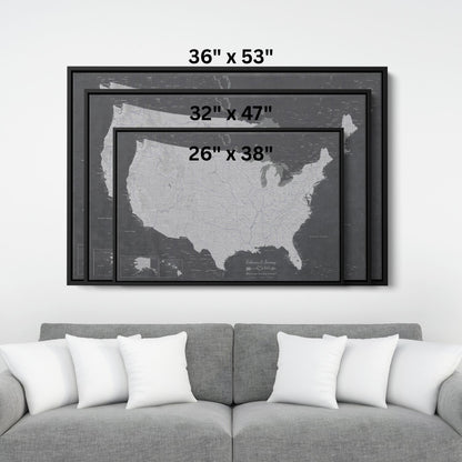 Canvas - Stormy Dreams USA Travel Map with pins