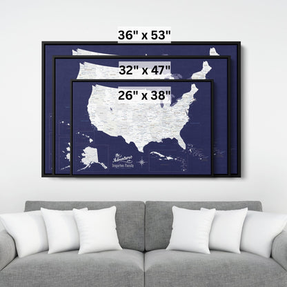 Canvas - Navy Explorers USA and Caribbean Travel Map