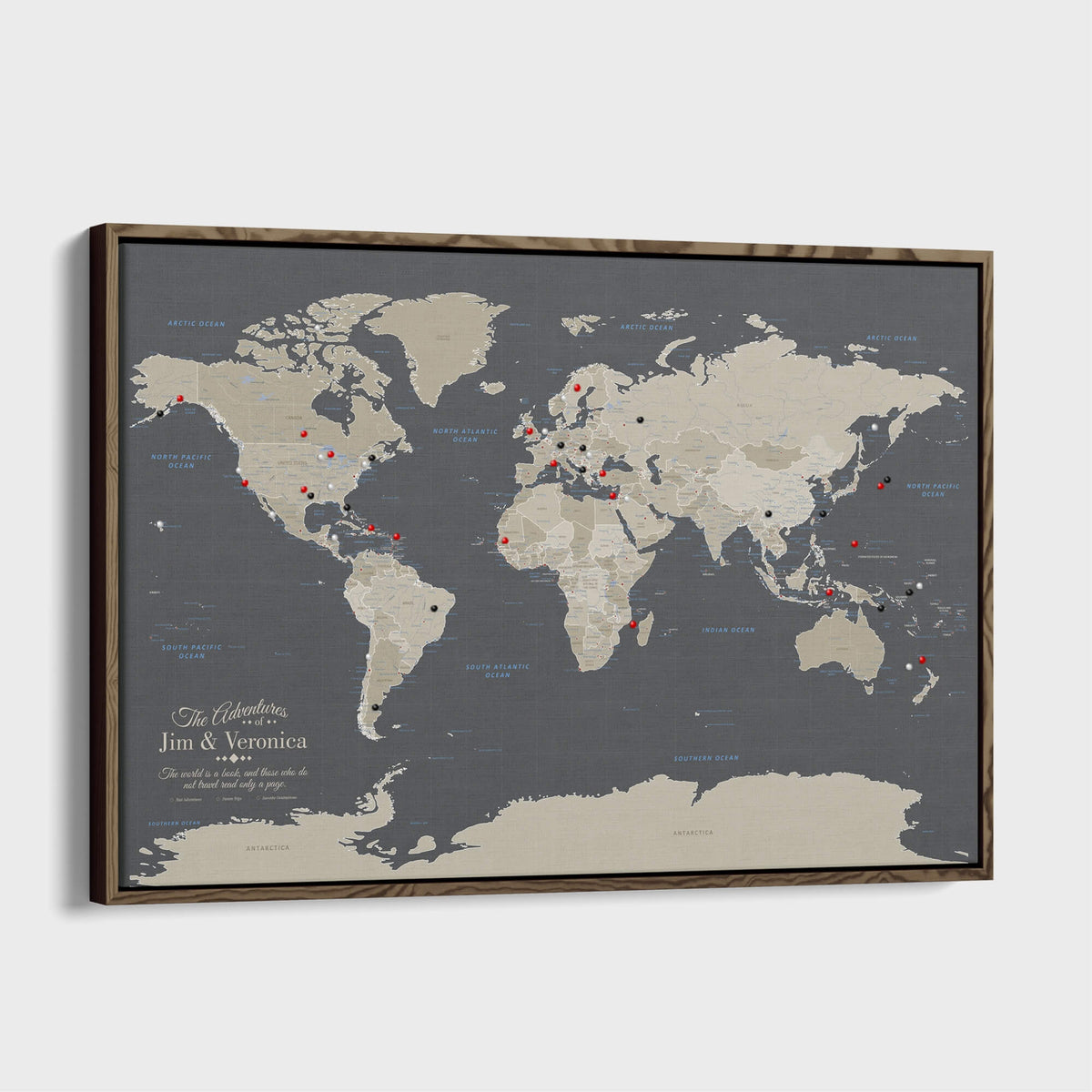 World Map Canvas Art | Canvas Map of the World with Pins – Push Pin ...