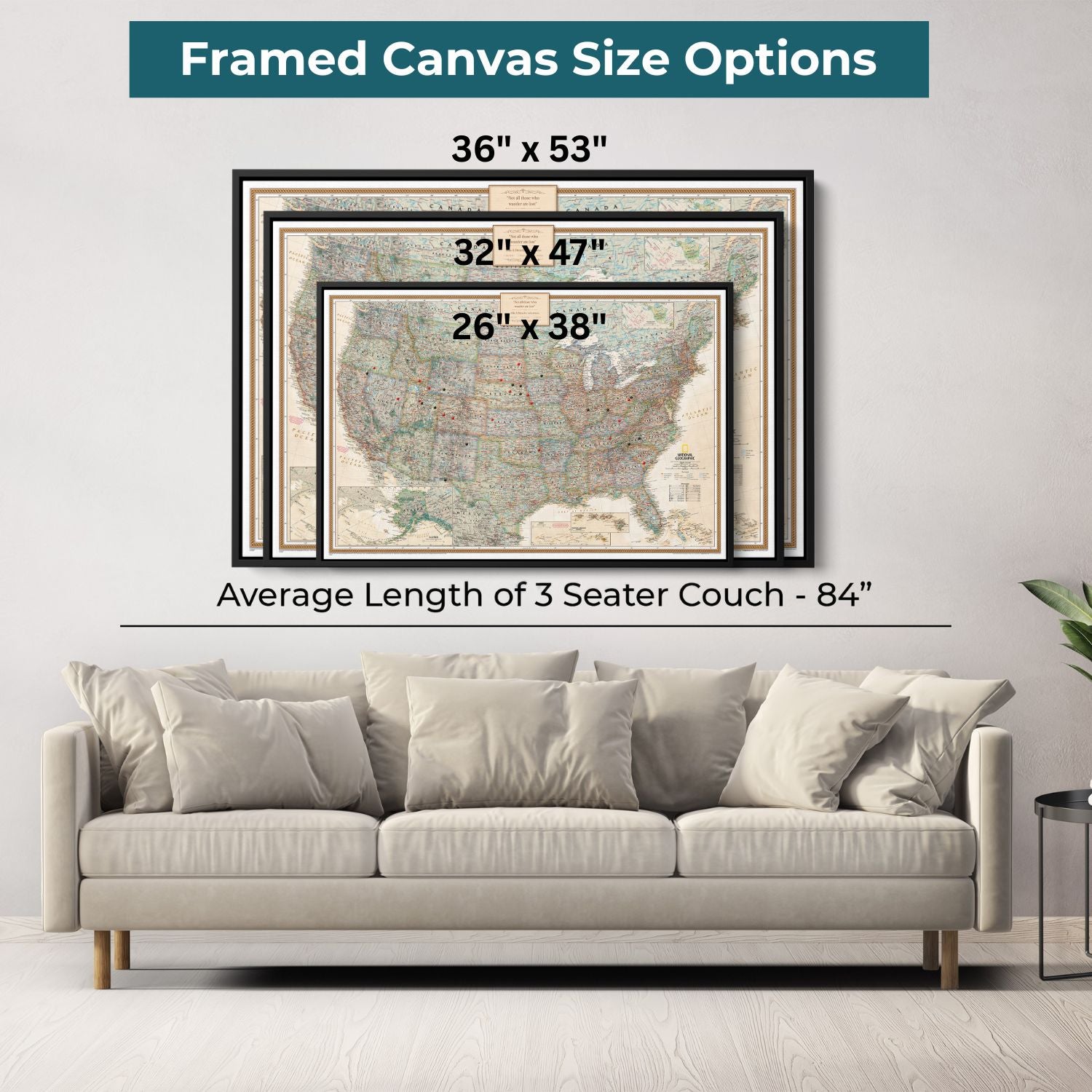 Canvas - Executive USA Travel Pin Map