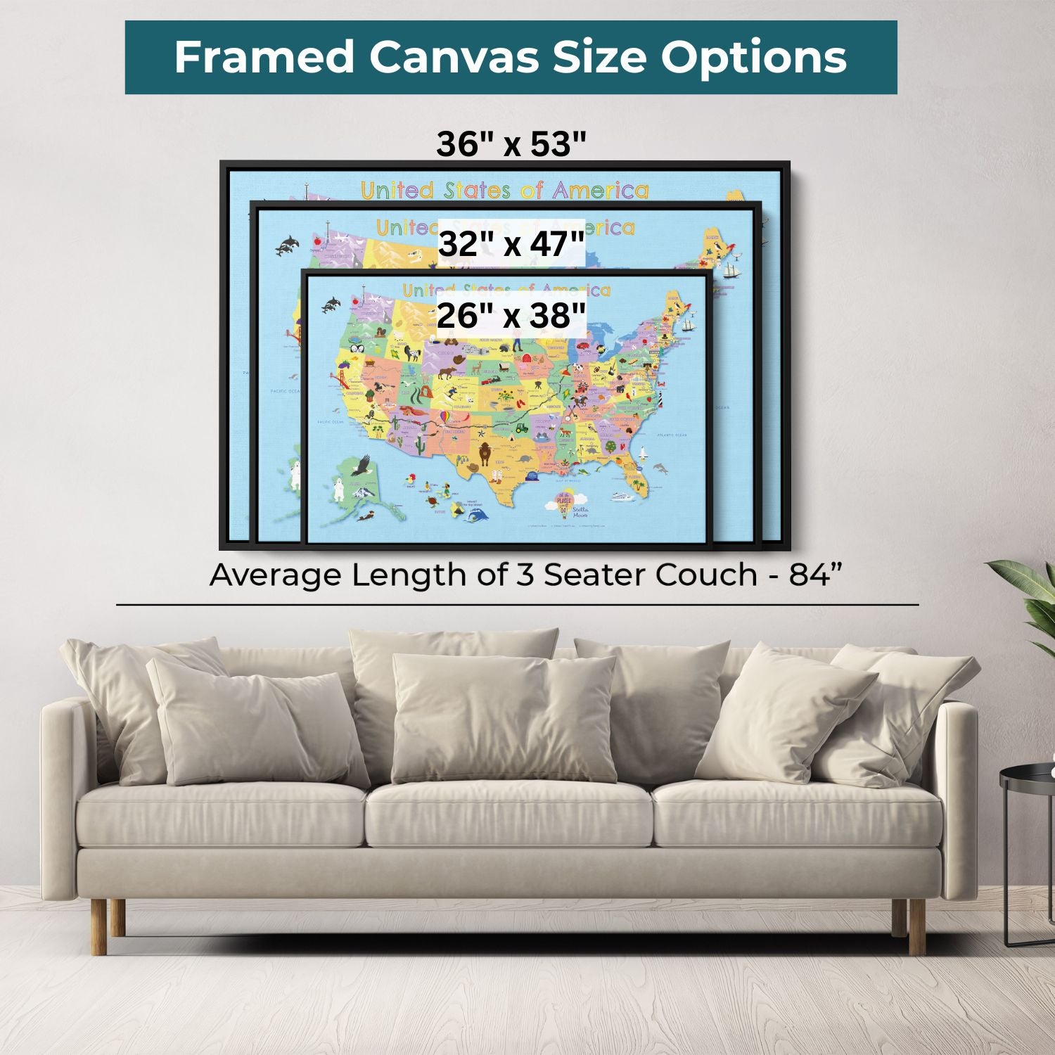 Canvas - Kids USA Travel Map with pins