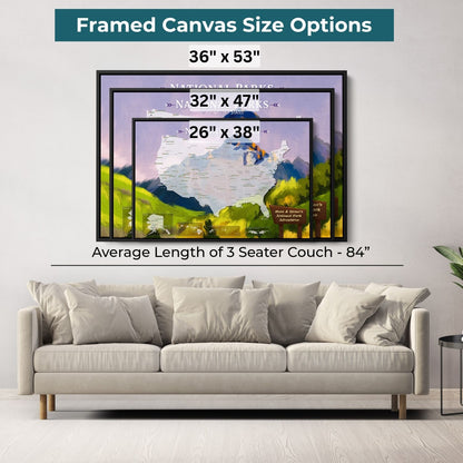 Canvas - National Parks Watercolor Travel Map with Pins