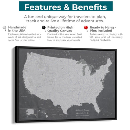 Canvas - Stormy Dreams USA Travel Map with pins