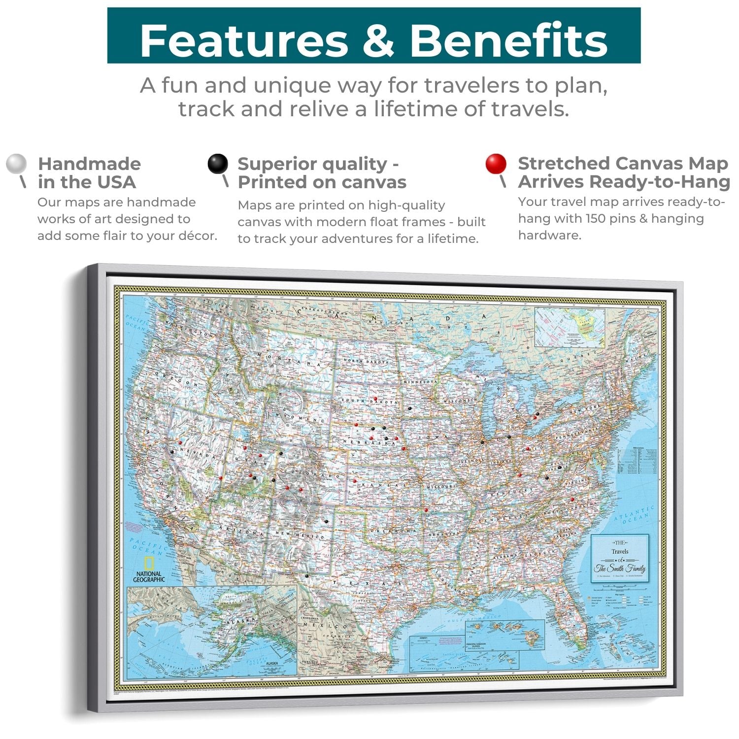 United States Canvas Map | Push Pin United States Map – Push Pin