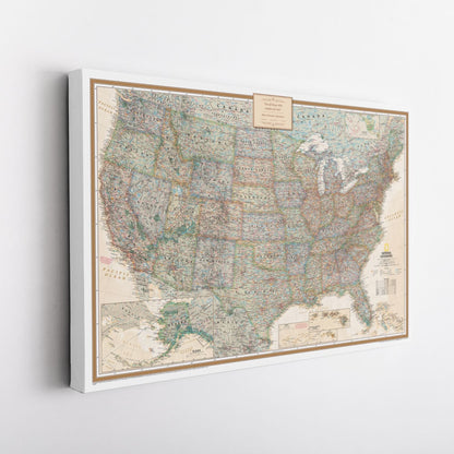Gallery Wrapped - Executive USA Travel Map with pins