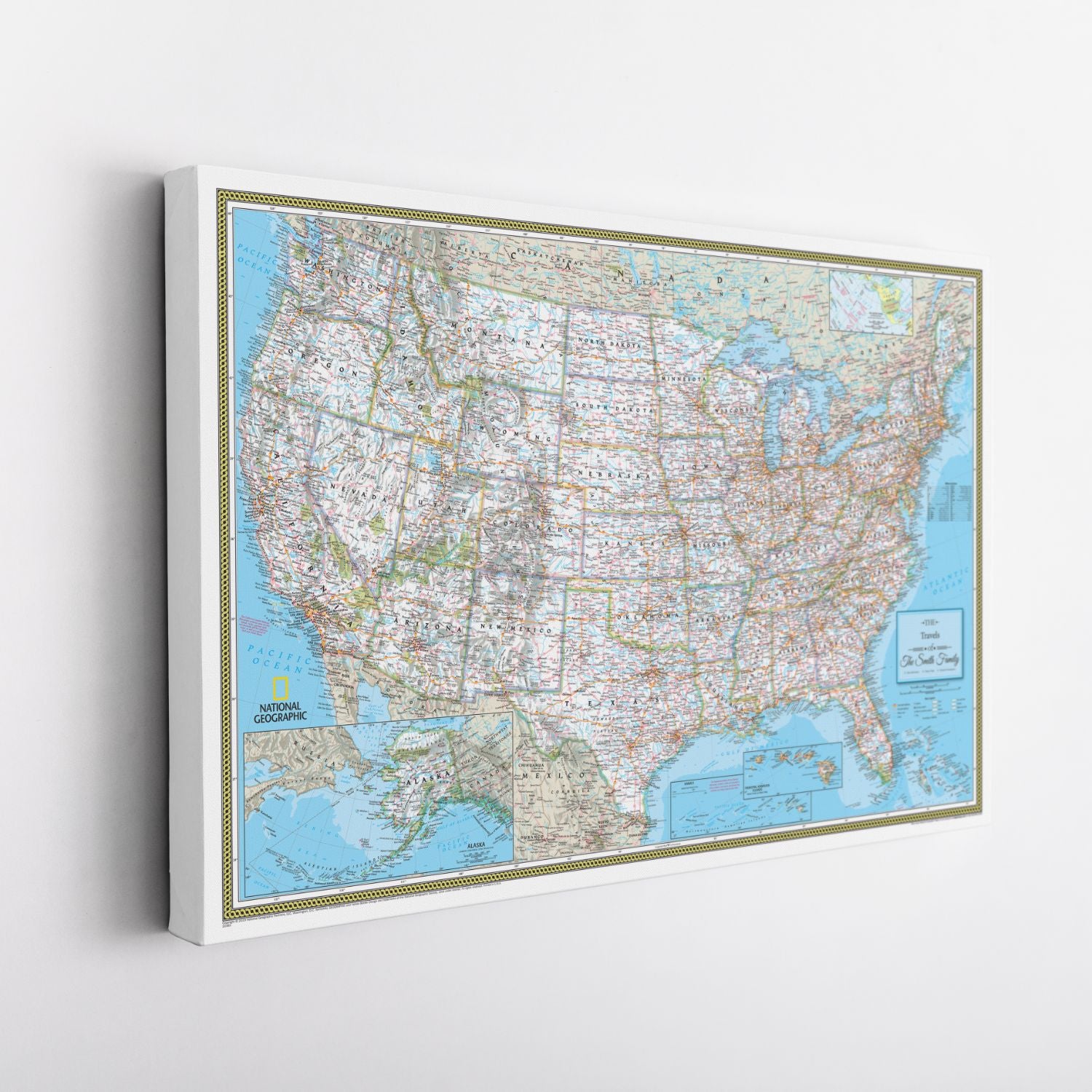 Gallery Wrapped Canvas Map of USA | Classic Canvas Wall Map – Push
