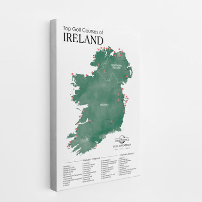 Gallery Wrapped - Ireland Golf Courses Travel Map with Pins