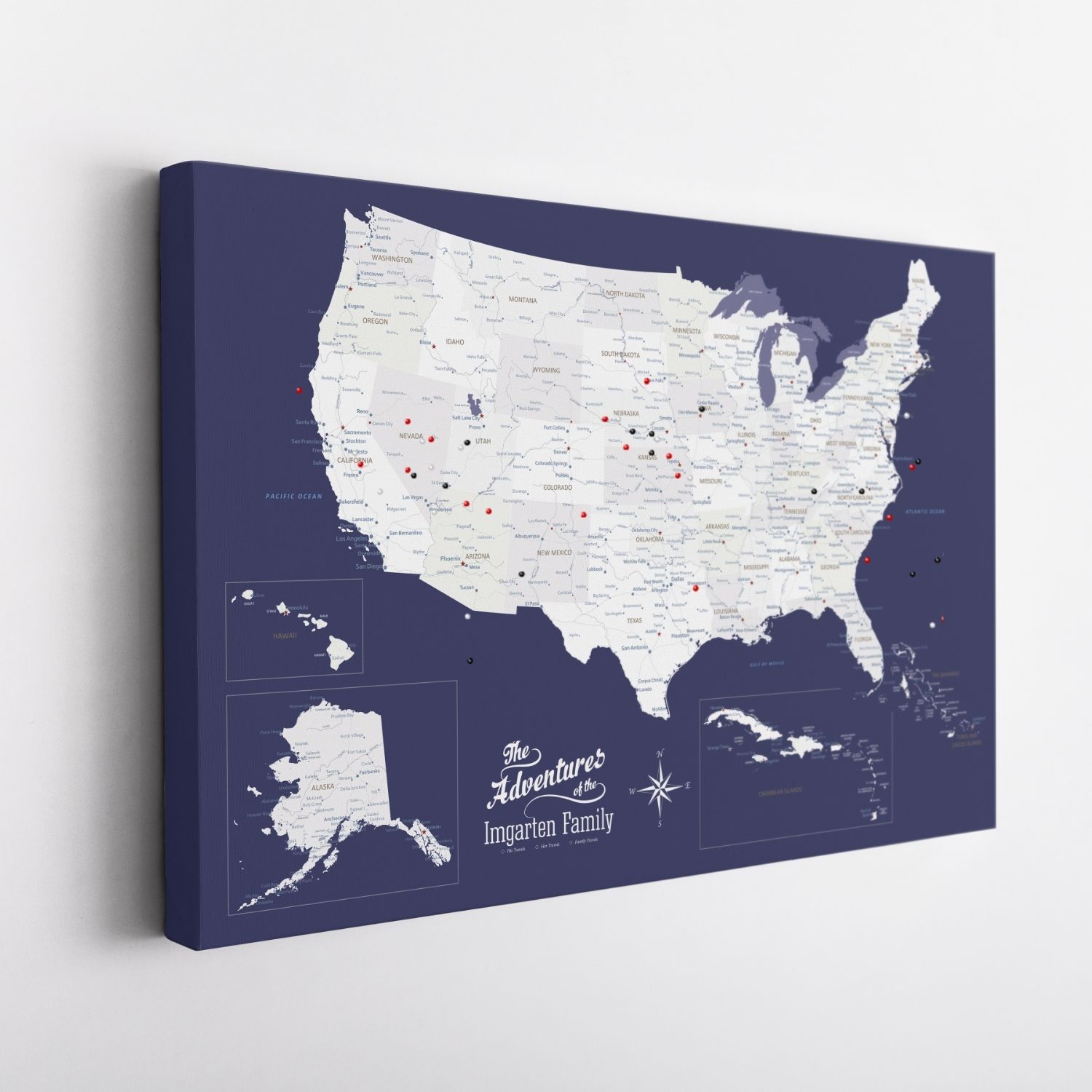 Gallery Wrapped - Navy Explorers USA and Caribbean Travel Map