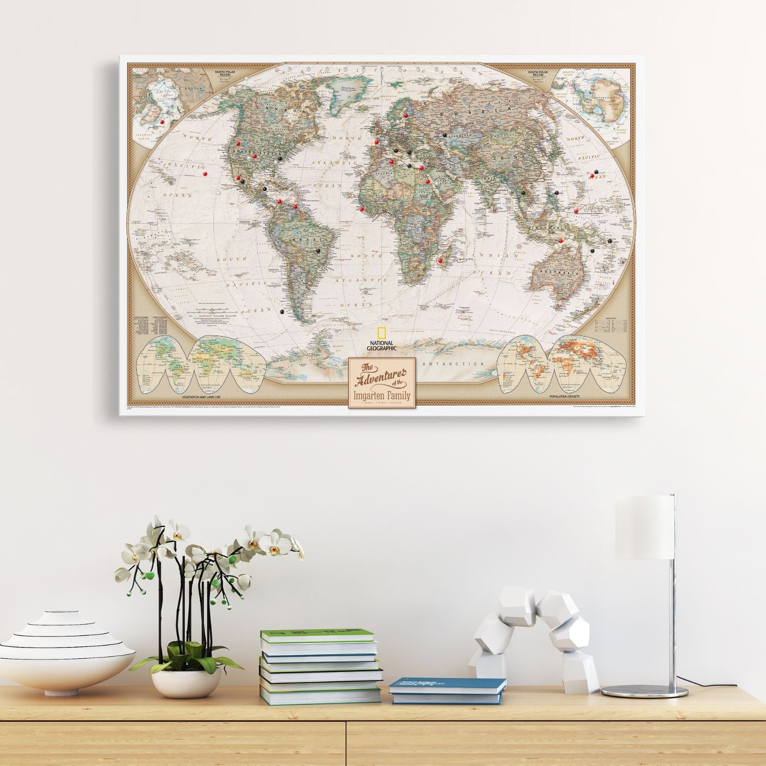 Gallery Wrapped Executive World Travel Map