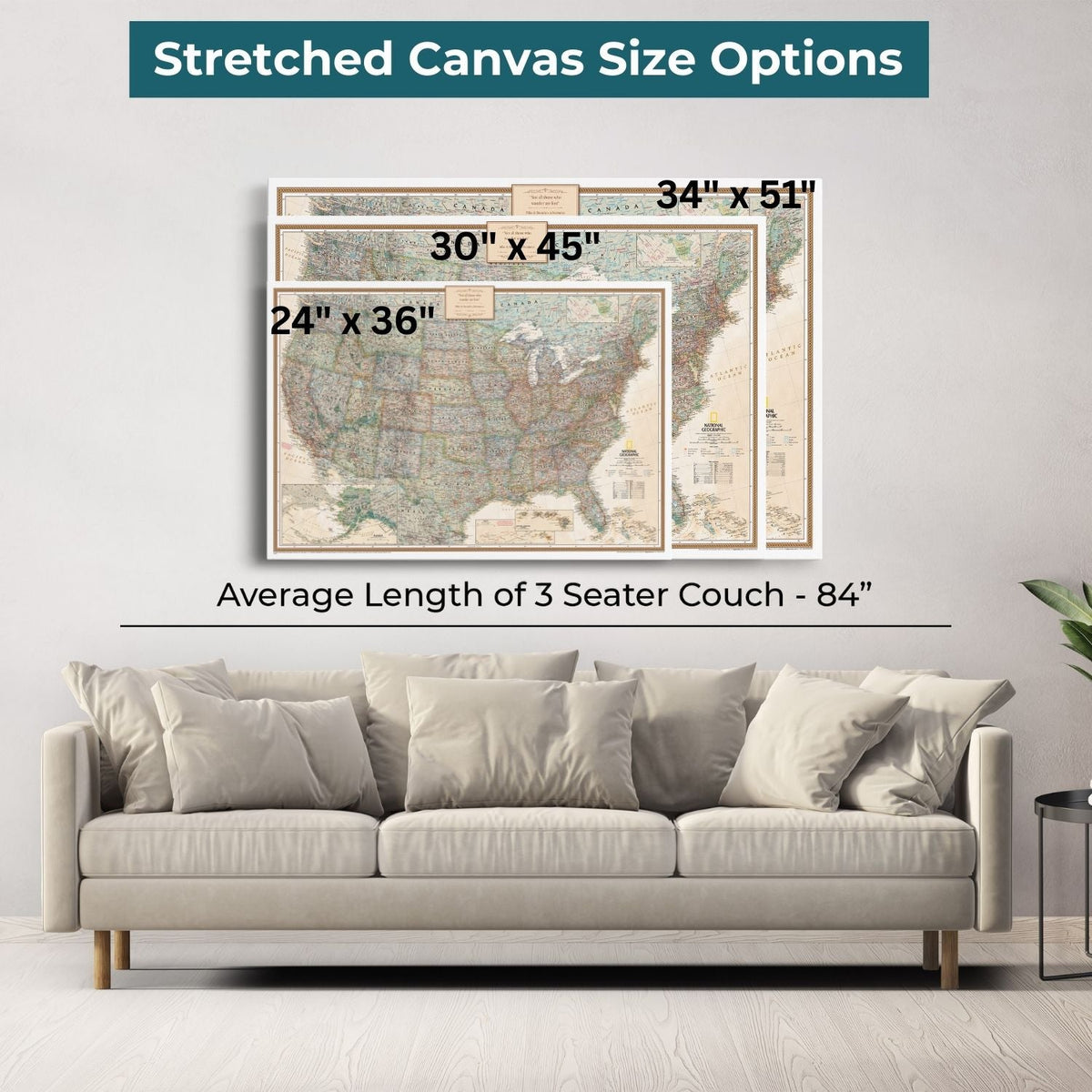Gallery Canvas Print Map | Executive Map | Push Pin Travel Maps
