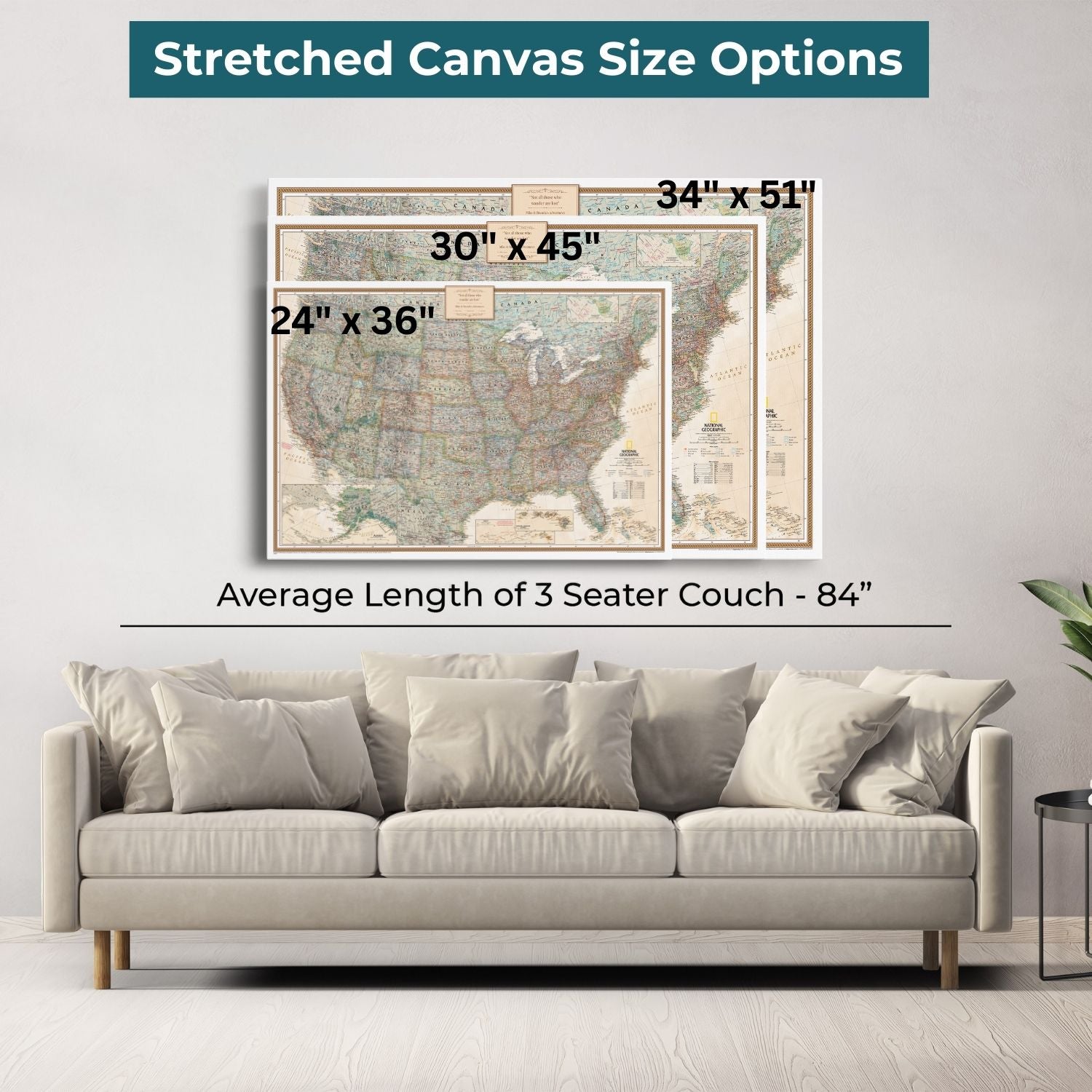 Gallery Wrapped - Executive USA Travel Map with pins