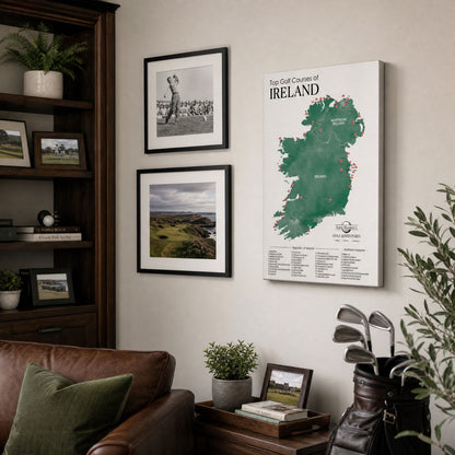 Gallery Wrapped - Ireland Golf Courses Travel Map with Pins