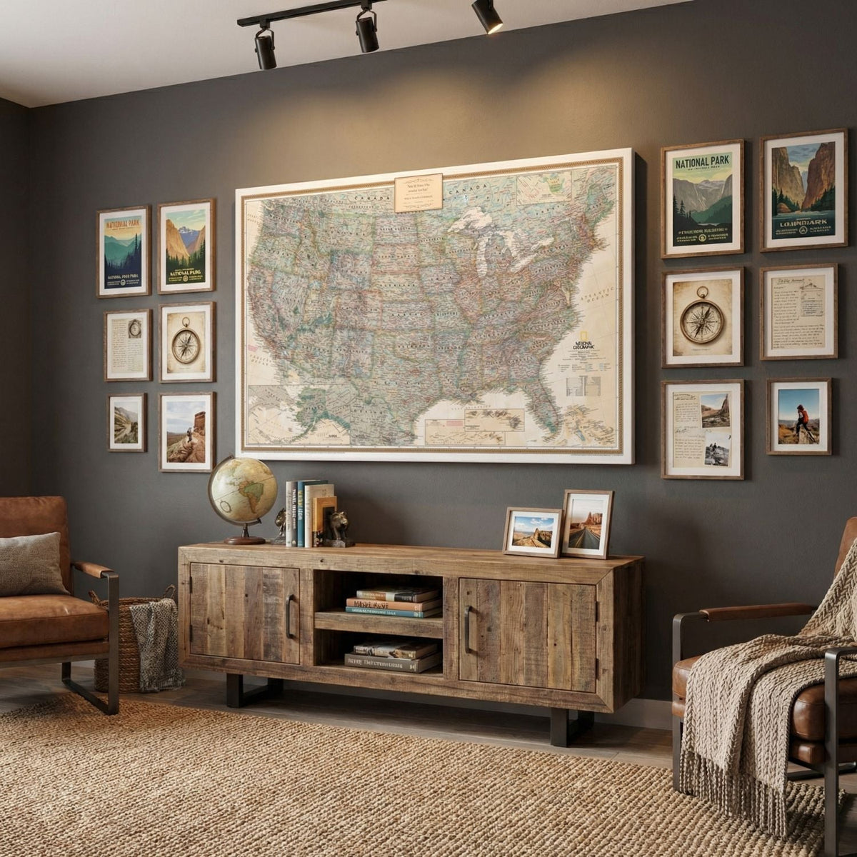 Gallery Canvas Print Map | Executive Map | Push Pin Travel Maps