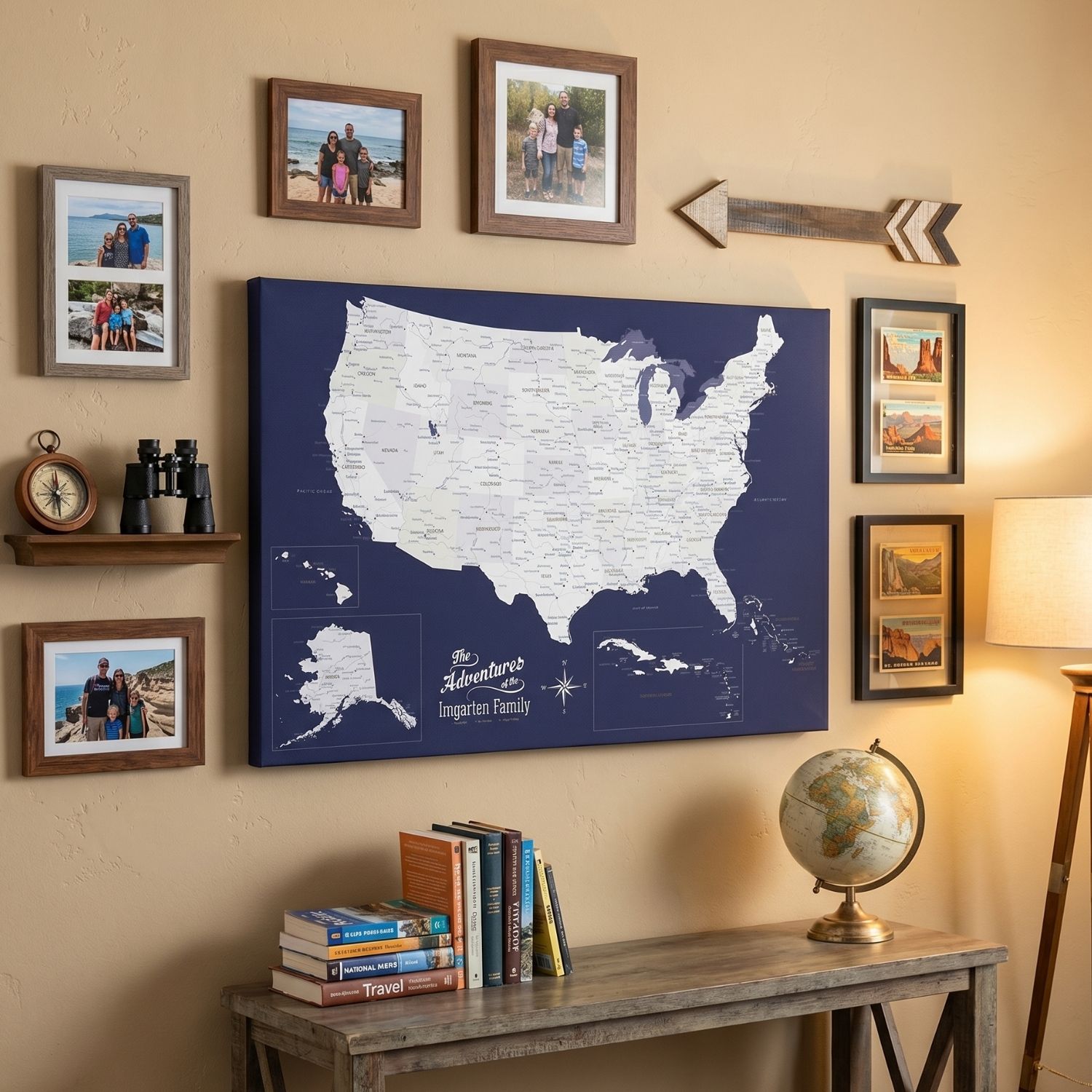 Gallery Wrapped - Navy Explorers USA and Caribbean Travel Map