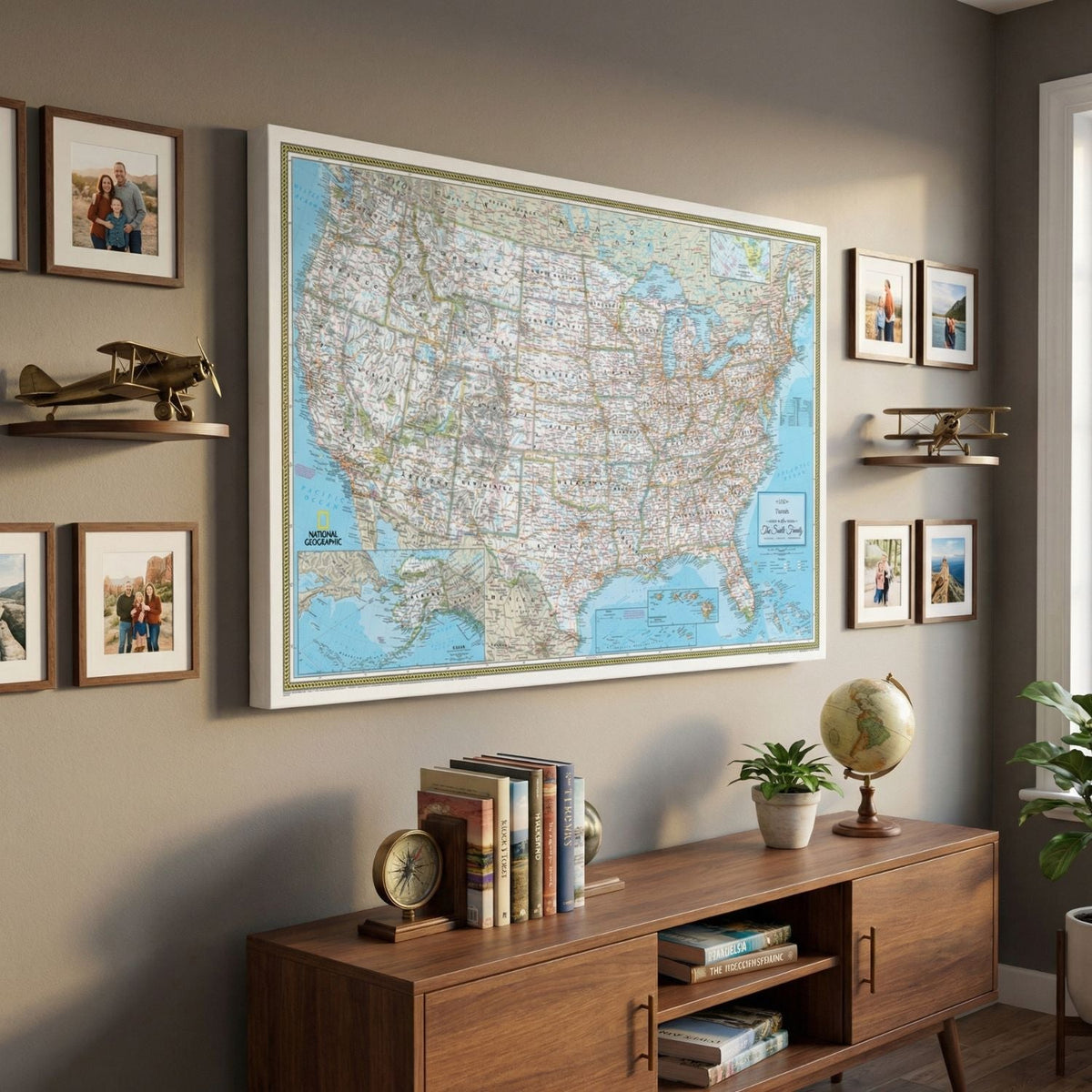 Gallery Wrapped Canvas Map of USA | Classic Canvas Wall Map – Push Pin ...