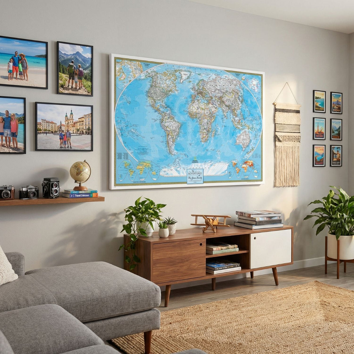 Classic World Travel Map | Gallery Wrap Print | Push Pin Travel Maps