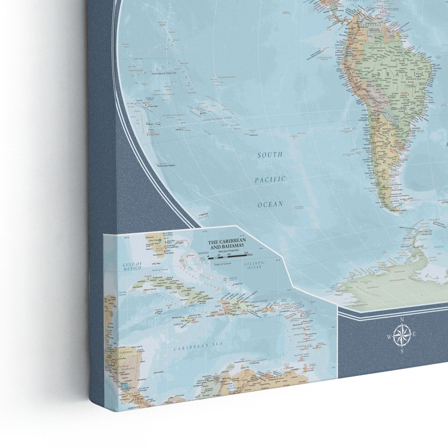Gallery Wrapped - Signature World Travel Map with pins - Stretched Canvas