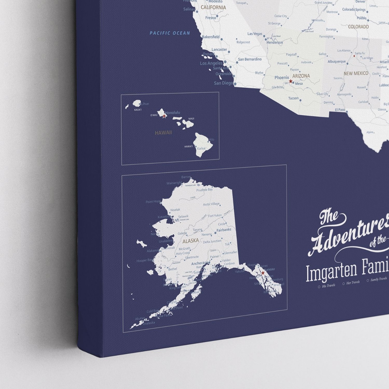 Gallery Wrapped - Navy Explorers USA and Caribbean Travel Map