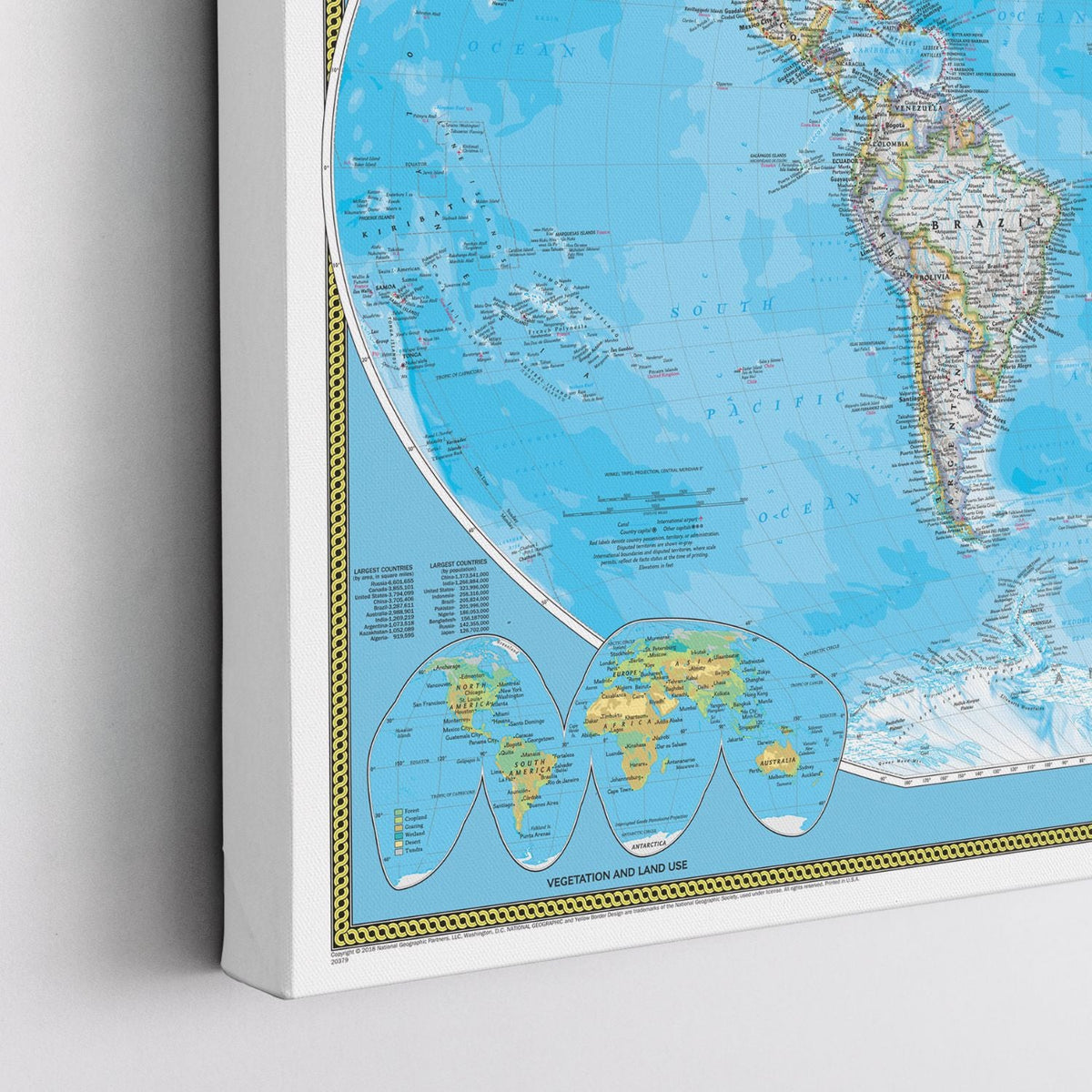 Classic World Travel Map | Gallery Wrap Print | Push Pin Travel Maps