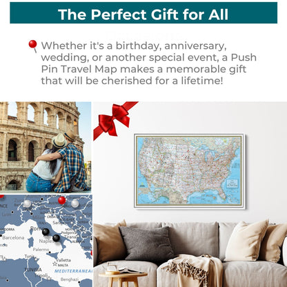 Canvas - Classic USA Travel Pin Map